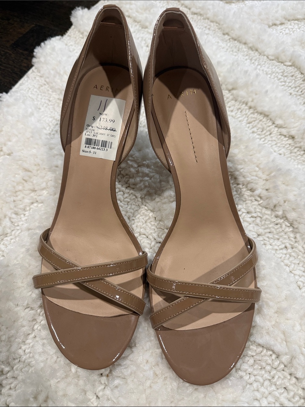 Aerin Nude Patent Strappy Heeled Sandals
